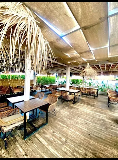 Sinbad Beach covered seating area